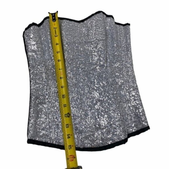 Corset Story Silver Glitter Steel Boned Corset - Picture 3 of 10